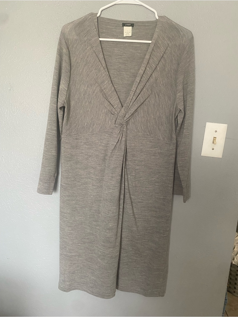 J.Crew long-sleeve dress twist-front detail at the neckline 100% Merino Wool L